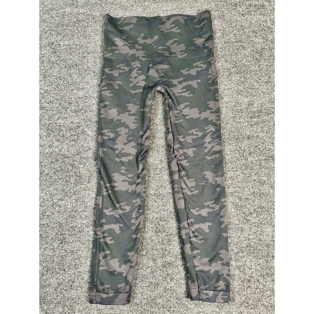 Spanx Seamless Look At Me Now Leggings Women's XL Green Camo Compression Stretch